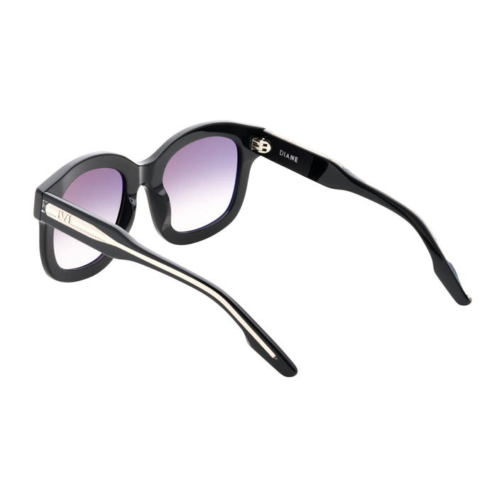 Diane - Polished Black / Grey Modern Cat-eye Silhouette