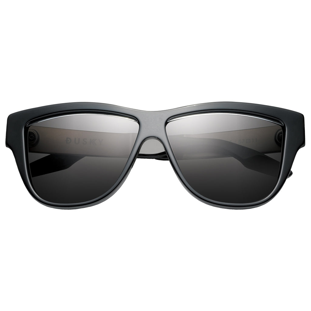 Dusky: Polished Black - Brushed Aluminum / Grey Lens