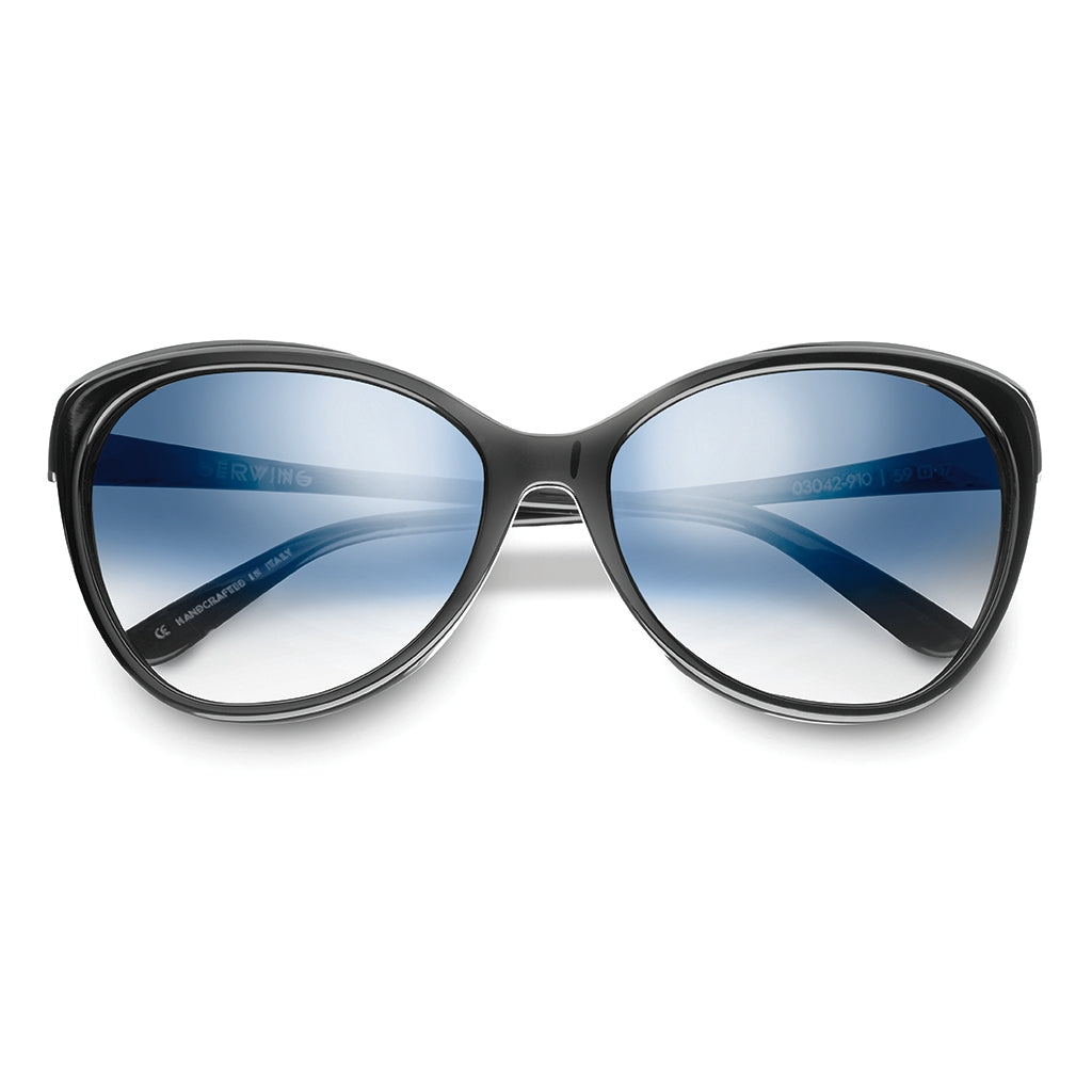 Daggerwing: Polished Black - Gloss Black / Light Blue Chrome Flash Lens