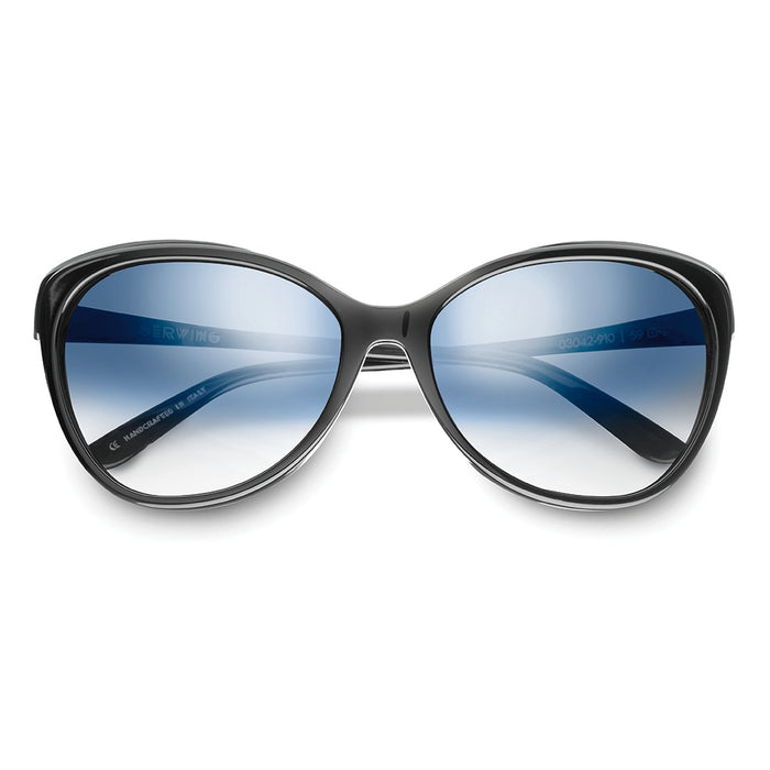 Daggerwing: Polished Black - Gloss Black / Light Blue Chrome Flash Lens