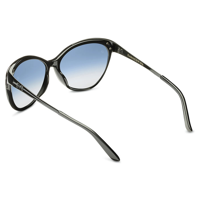 Daggerwing: Polished Black - Gloss Black / Light Blue Chrome Flash Lens