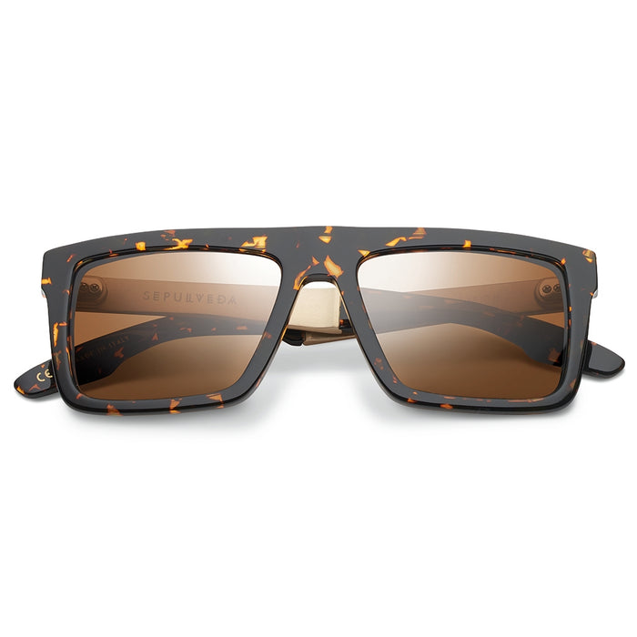 Sepulveda: Polished Ambercomb Tortoise - Brushed Gold / Bronze AR Lens