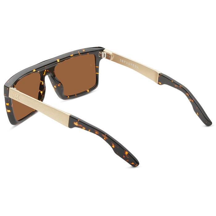 Sepulveda: Polished Ambercomb Tortoise - Brushed Gold / Bronze AR Lens