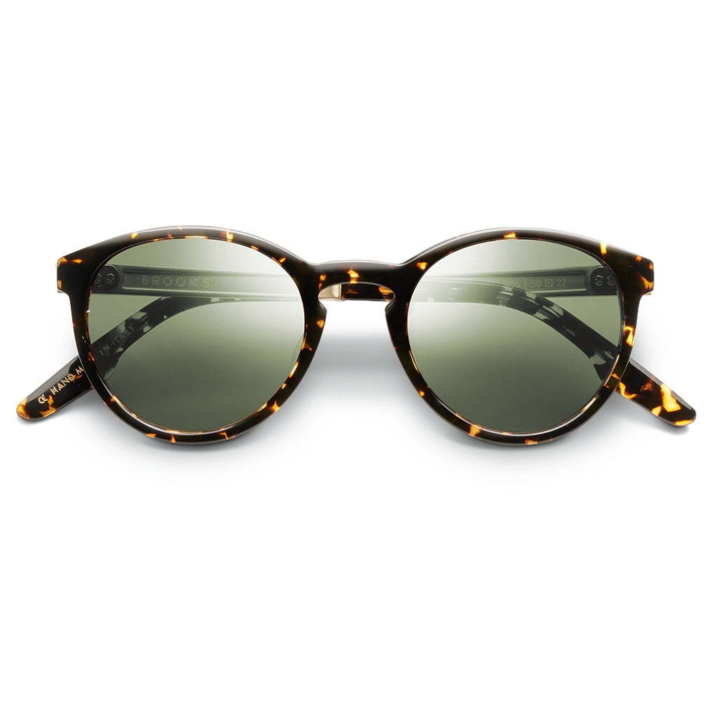 Brooks: Polished Ambercomb Tortoise - Brushed Gold / Green AR Lens