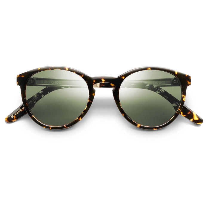Brooks: Polished Ambercomb Tortoise - Brushed Gold / Green AR Lens