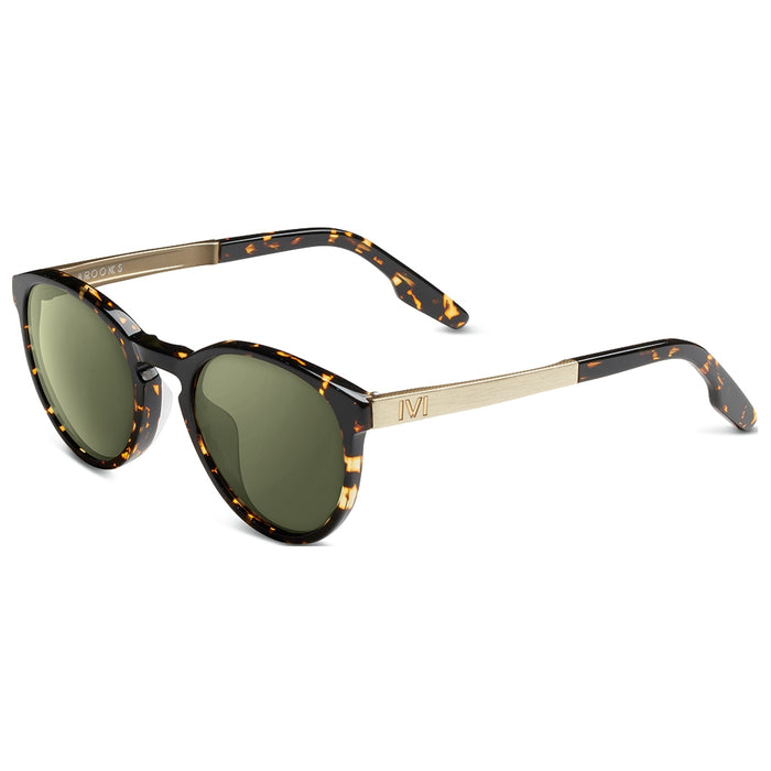 Brooks: Polished Ambercomb Tortoise - Brushed Gold / Green AR Lens