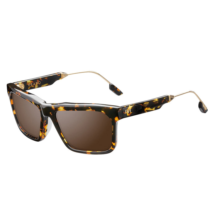 Deano: Polished Ambercomb Tortoise - Brushed Gold / Bronze AR Lens