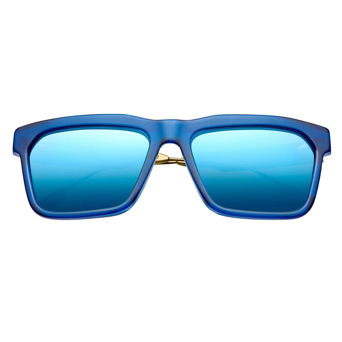 Deano: Matte Midway Blue - Antique Brass / Pacific Blue Flash Lens