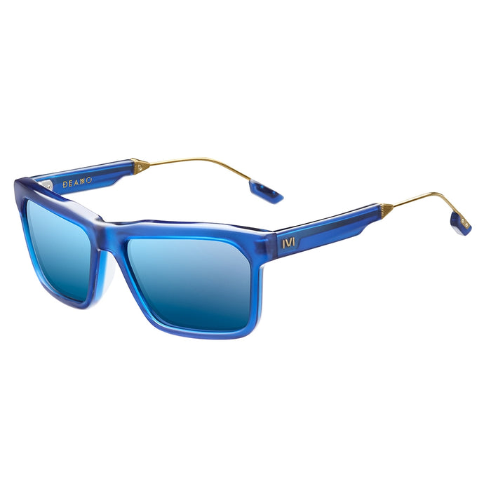 Deano: Matte Midway Blue - Antique Brass / Pacific Blue Flash Lens