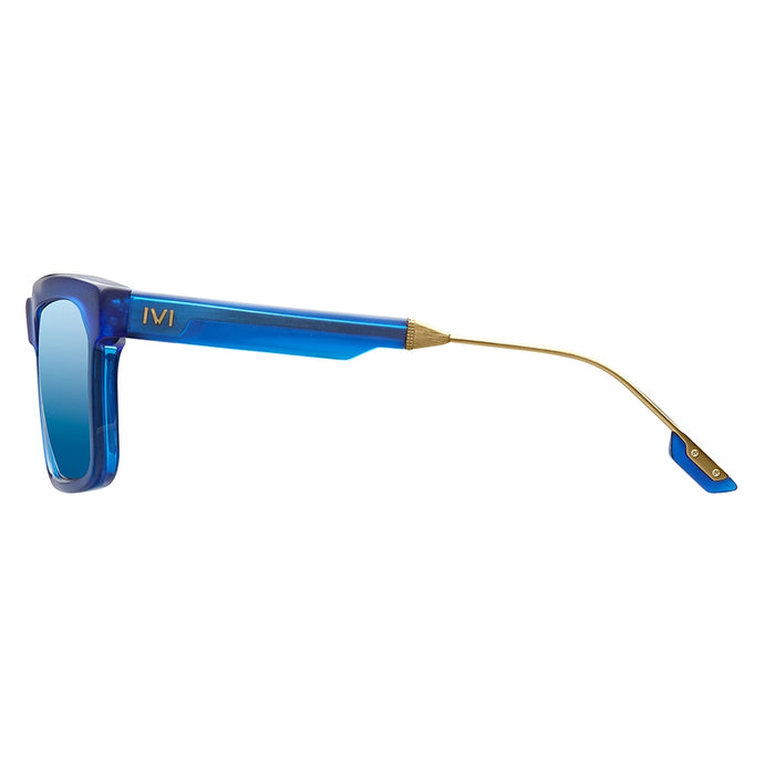 Deano: Matte Midway Blue - Antique Brass / Pacific Blue Flash Lens