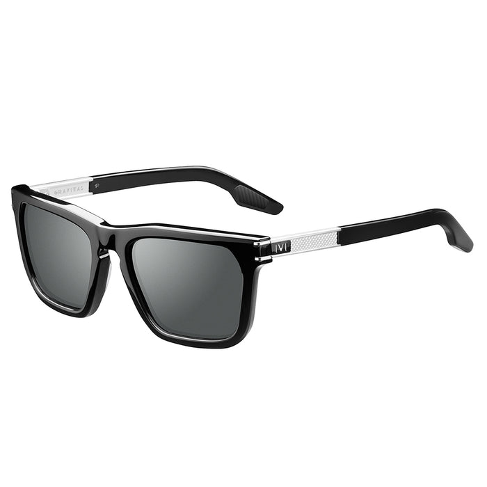 Gravitas: Polished Black - Brushed Aluminum / Grey AR Polarized Lens