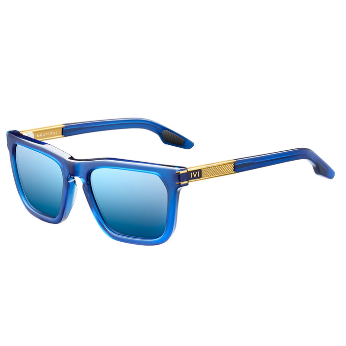 Gravitas: Matte Midway Blue - Antique Brass / Pacific Blue Flash Lens