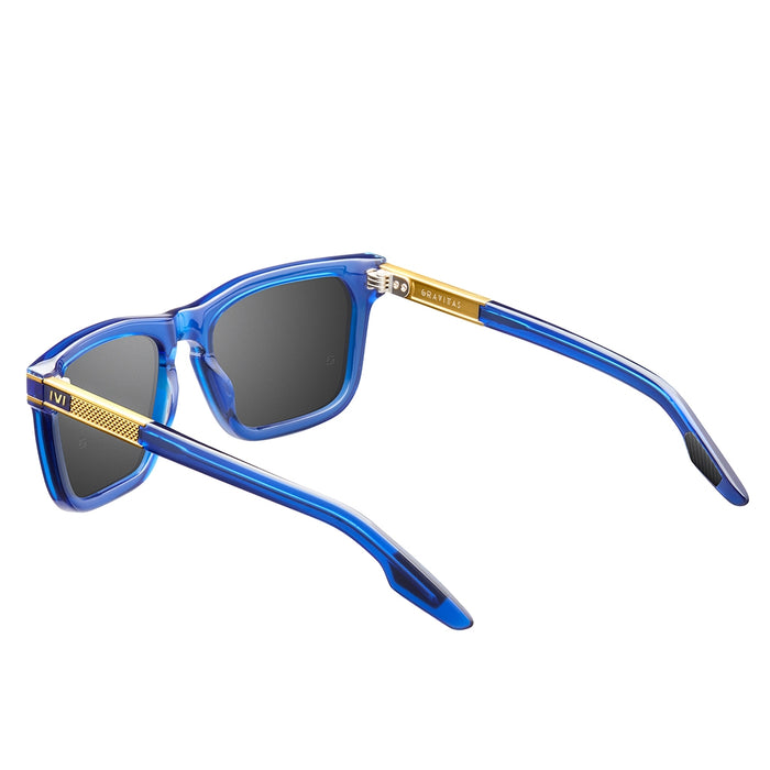 Gravitas: Matte Midway Blue - Antique Brass / Pacific Blue Flash Lens