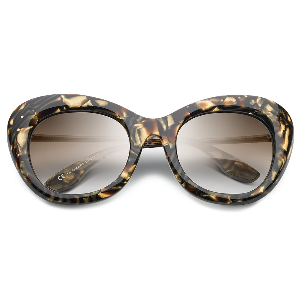 Faye: Polished Tigers Eye - Brushed Gold / Bronze Gradient Lens