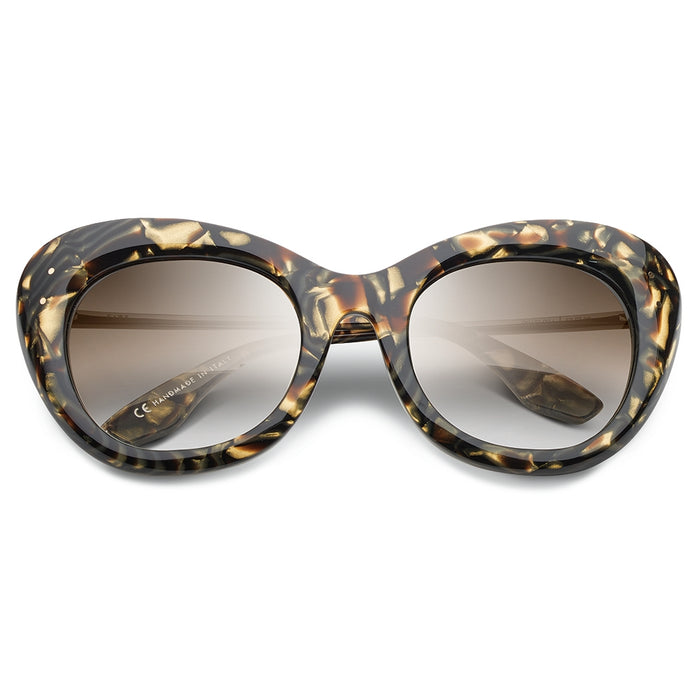 Faye: Polished Tigers Eye - Brushed Gold / Bronze Gradient Lens