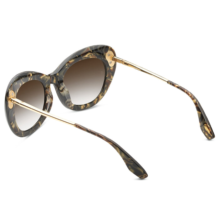 Faye: Polished Tigers Eye - Brushed Gold / Bronze Gradient Lens